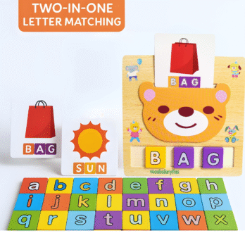 Wooden Spelling Word Game – Alphabet Letter Matching Cards for Kids