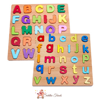 “Siddhu Trends Wooden Alphabet Puzzle Board | ABC Learning Toy with Capital & Small Letters | Montessori Educational Toy for Kids”