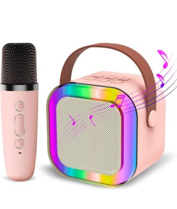 Colorful LED Karaoke Speaker with Wireless Microphone for Fun Singing