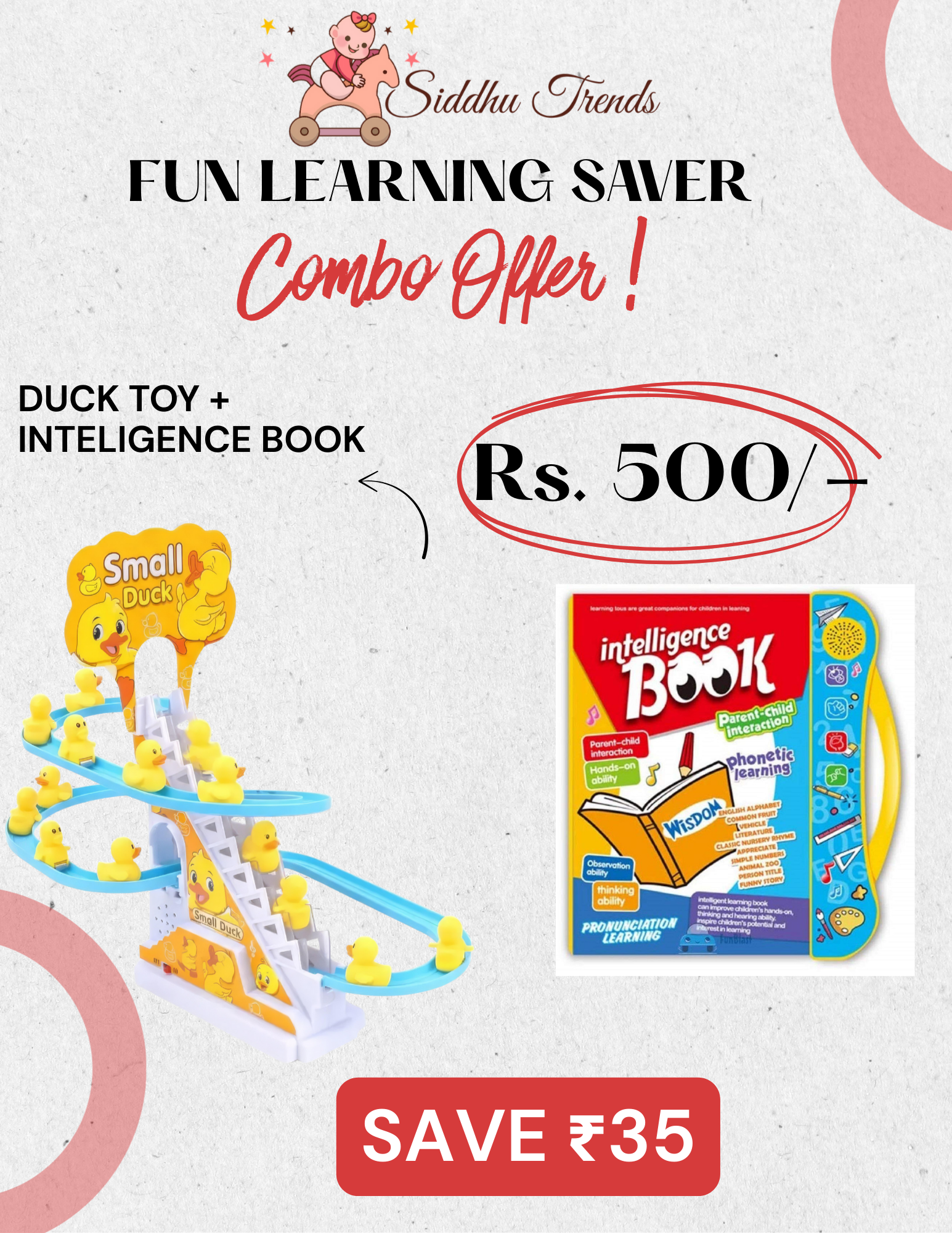 Fun Learning Saver Combo – Duck Sliding Toy + Intelligence Book | Smart Play & Learn Gift Set for Kids