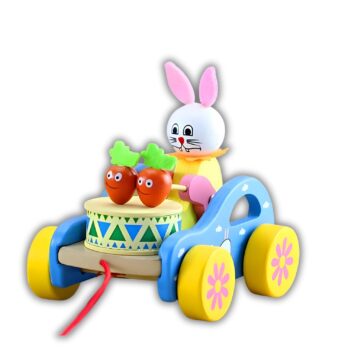 Wooden Rabbit Pull Along Car with Rope