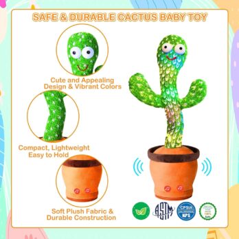 Dancing Cactus Talking Toy, Cactus Plush Toy, Wriggle & Singing Recording Repeat What You Say Funny Education Toys for Babies