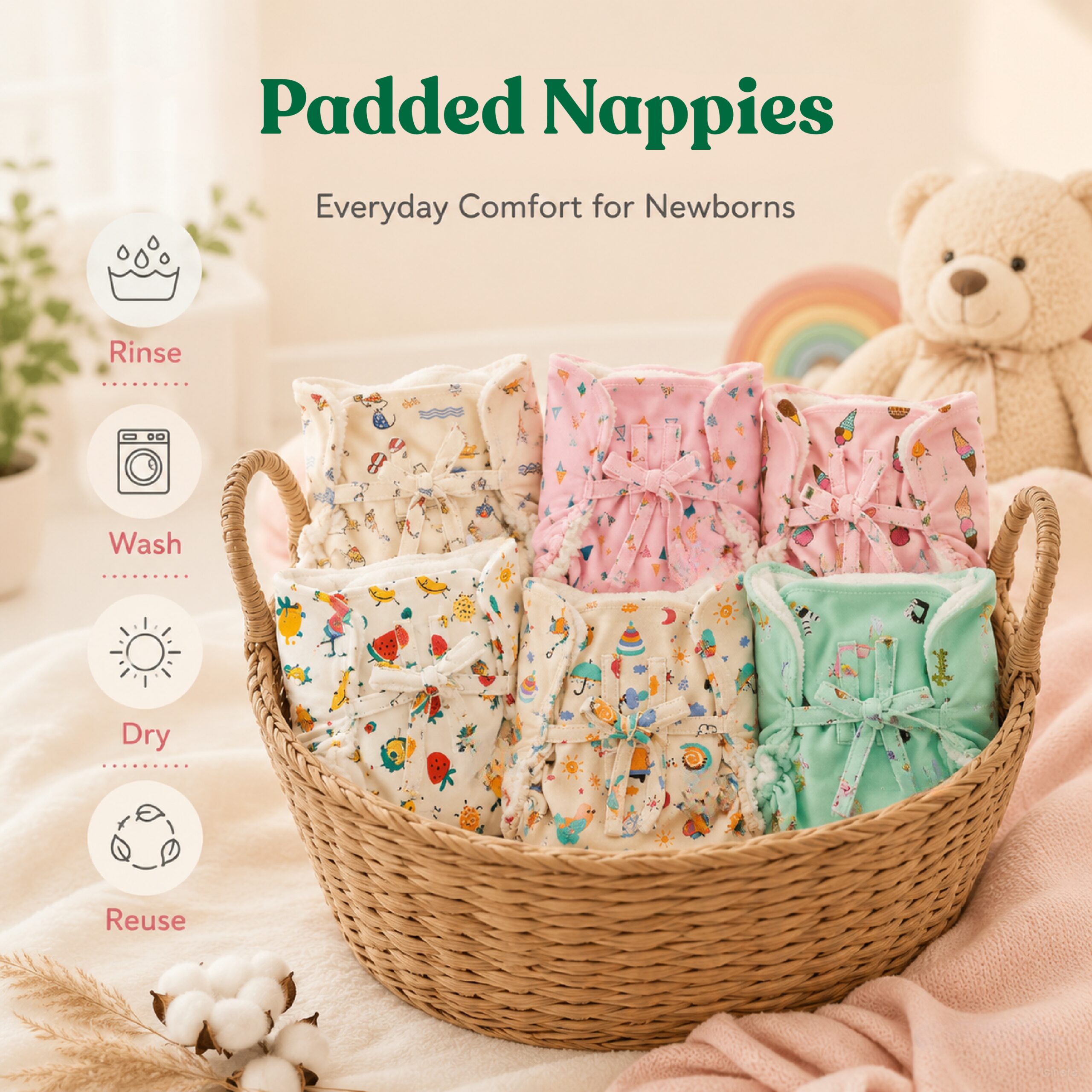 Soft Cotton Padded Nappy (0–9 Months) - Image 3
