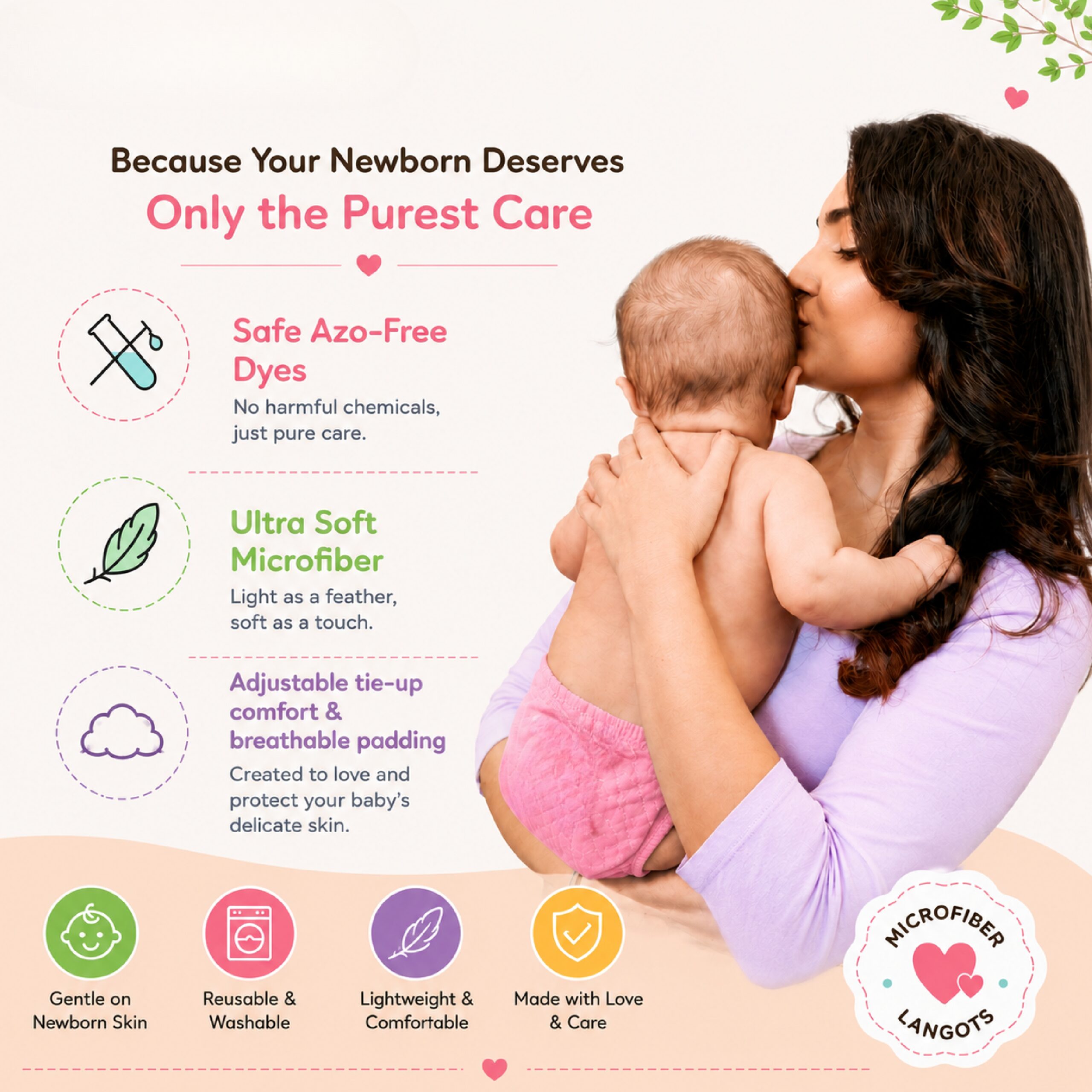 Soft Cotton Padded Nappy (0–9 Months) - Image 4